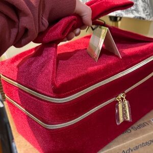 2 Red Velvet Jewelry Box with Gold Zipper bundle for burdie